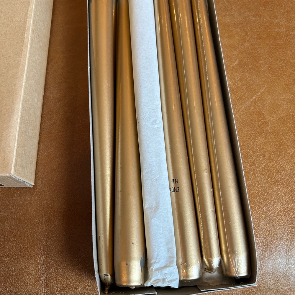 Gold Taper Candles - Set of Decorative Dinner Candles